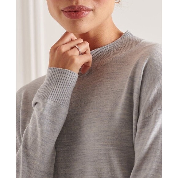 Superdry Studios Merino Mock Neck Jumper Sweater in Mid Marl Size 12 US NWT!!! - Picture 3 of 7